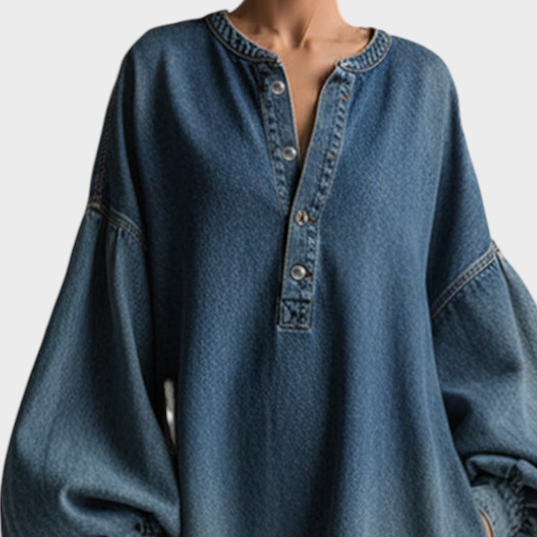 Willow Women's Dress in Denim with Buttons, photo 3