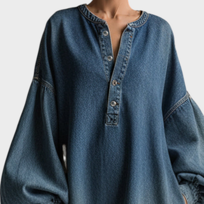 Willow Women's Dress in Denim with Buttons, photo 3