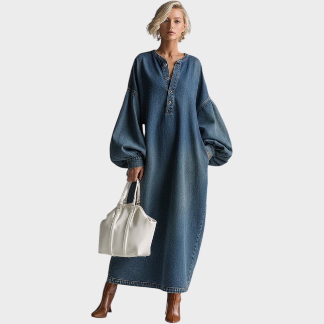 Willow Women's Dress in Denim with Buttons, photo 4