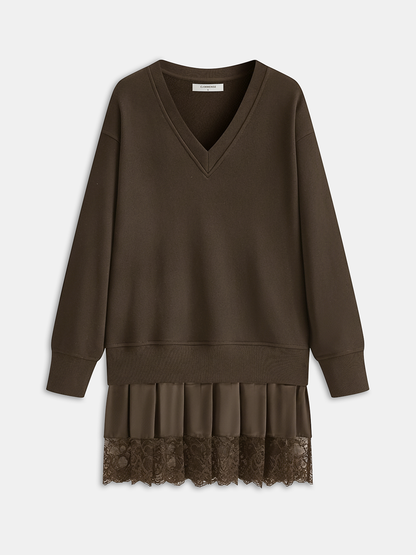 Winifred Women's Dress in Cotton in a Short Cut with Lace, photo 5
