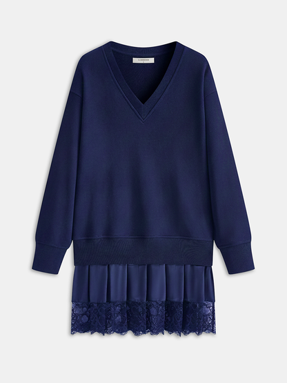 Winifred Women's Dress in Cotton in a Short Cut with Lace, photo 6