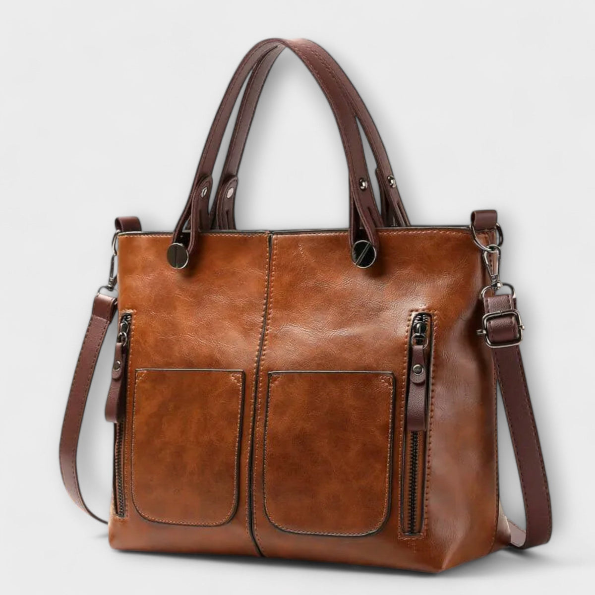 Zoe Women's Bag with a Zip and Pockets in Brown, photo 1