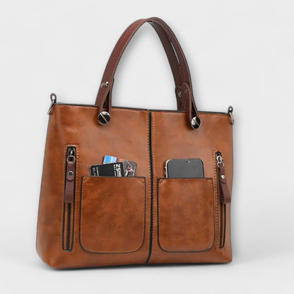 Zoe Women's Bag with a Zip and Pockets in Brown, photo 3