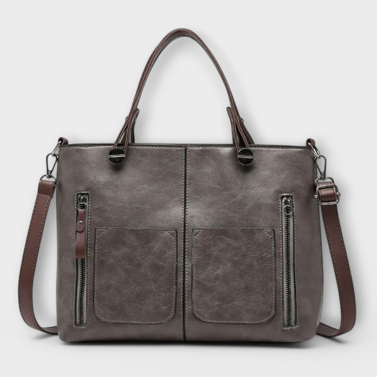 Zoe Women's Bag with a Zip and Pockets in Brown, photo 4