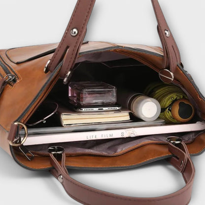 Zoe Women's Bag with a Zip and Pockets in Brown, photo 8